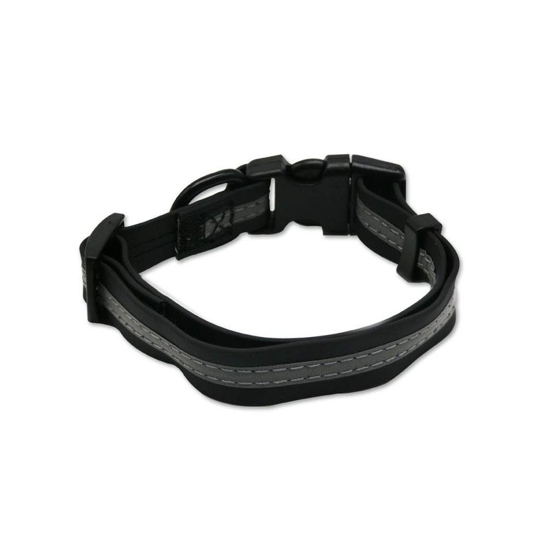 NIMBLE Dog Collar Waterproof Pet Collars Anti-Odor Durable Adjustable PVC & Polyester Soft with Reflective Cloth Stripe Basic Dog Collars S/M/L Sizes (Small (9.45â€-14.17â€inches), Black) - Image 2